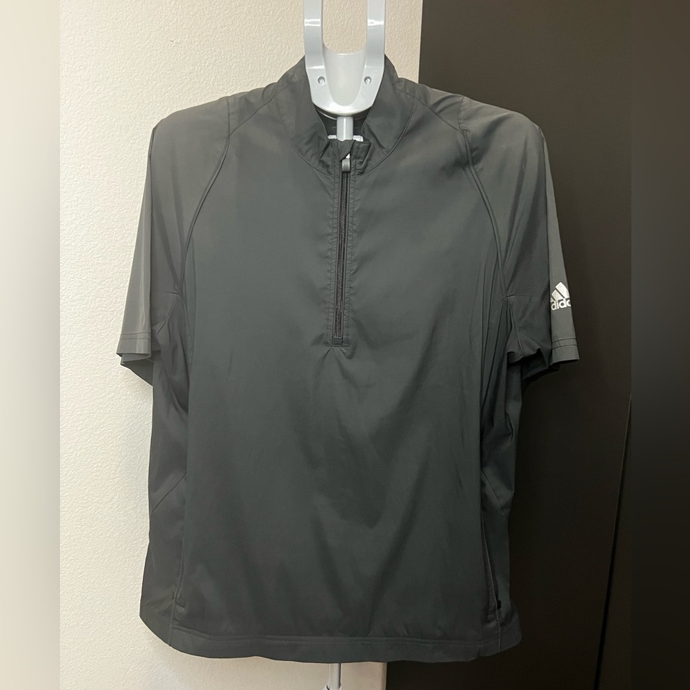 Adidas ClimaProof Black Short Sleeve 1/4 Zip Wind Jacket Golf Sz M